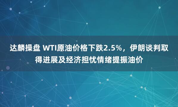 达麟操盘 WTI原油价格下跌2.5%，伊朗谈判取得进展及经济担忧情绪提振油价