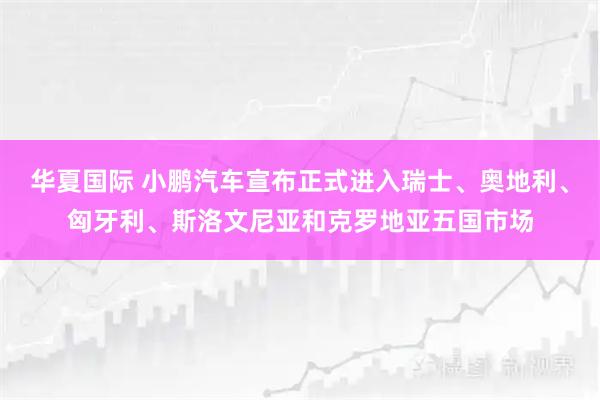 华夏国际 小鹏汽车宣布正式进入瑞士、奥地利、匈牙利、斯洛文尼亚和克罗地亚五国市场